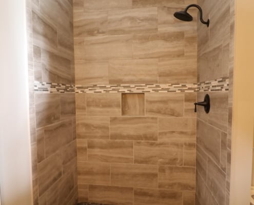 Custom Tile Shower Complete Step By, How To Put Ceramic Tile On Shower Wall